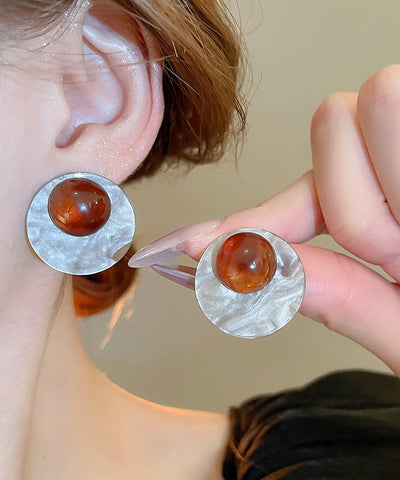 Boutique Coffee Sterling Silver Resin Stud Earrings