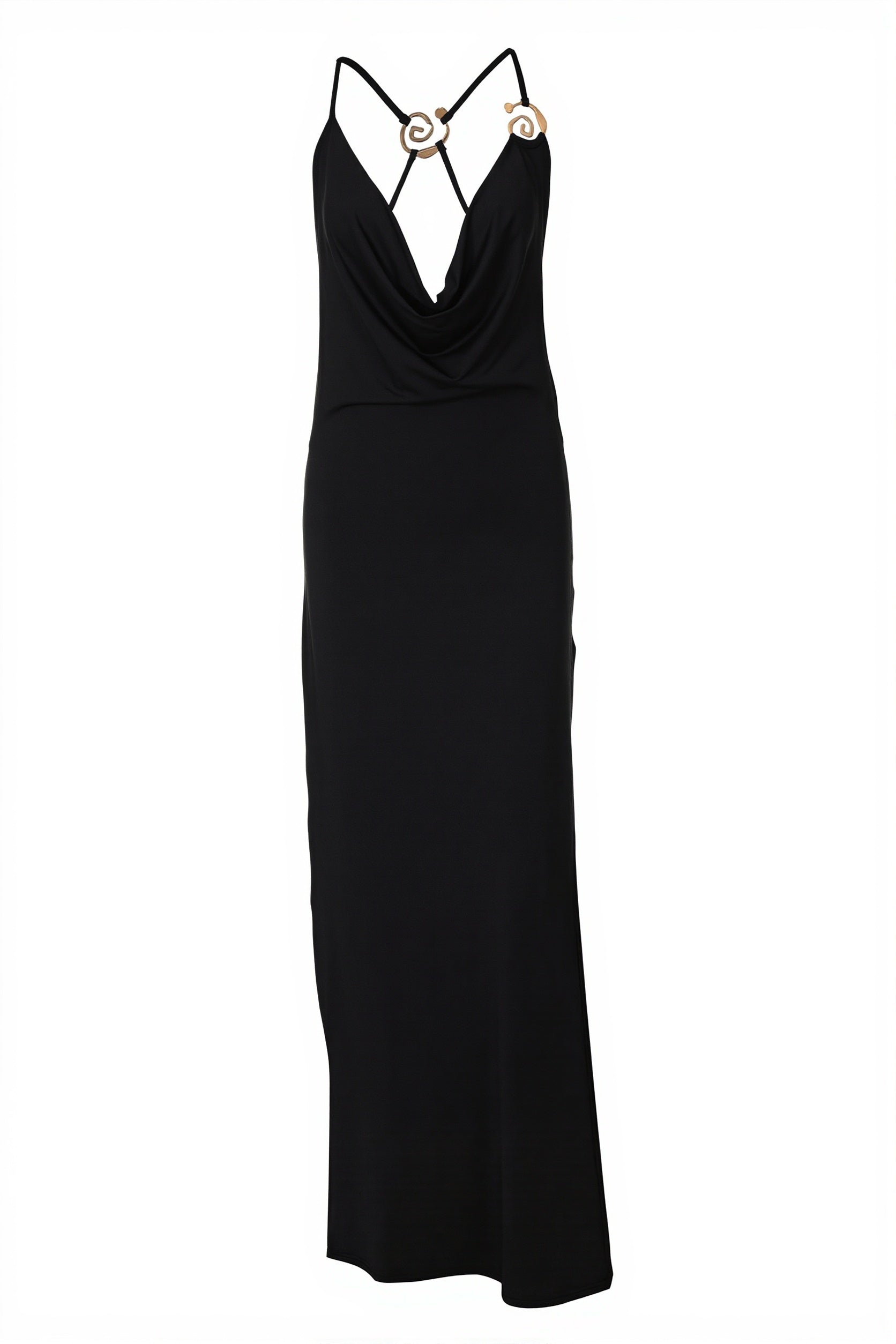 Chic Solid Deep V Cami Backless Slim Fit Maxi Dress