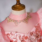 Kommunionkleid für Kleinkinder, Mädchengeburtstagsfeier, wunderschönes, flauschiges, langes Festkleid in Rosa 