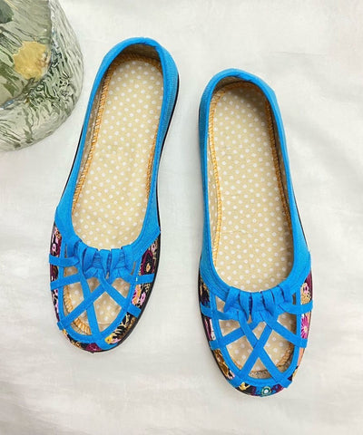 Frauen Grün Bequeme Spleißen Flache Schuhe Aushöhlen 
