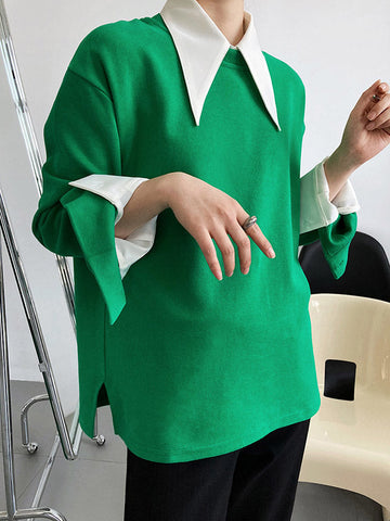 Blusa elegante de manga larga en tres colores lisos 