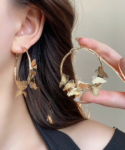 Vogue Gold – Creolen mit Schmetterlings-Motiv, Sterlingsilber 