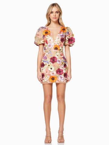 Party Dress Applique Short Sleeves V-Neck Birthday Party Mini Dresses