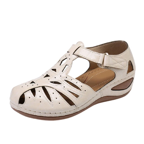 Women's Sandals Summer Rome Vintage  Hollow out Wedge Heels Platform Ladies Shoes Hook Loop Embroidery Sewing Female Sandal