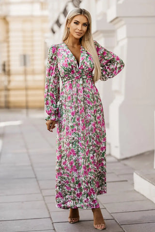 green floral elegant maxi dress