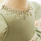 Vestido para niñas pequeñas, color verde perla, para comunión, formal, princesa, fiesta de cumpleaños 