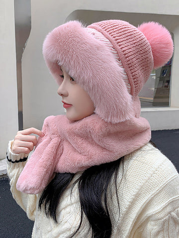 Women Winter Solid Color Adult Plush Hat
