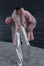Faux Fur Plush Warm Open Front Coat
