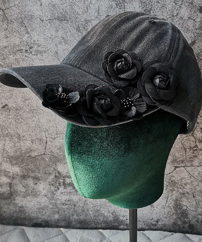 Neue rosafarbene Baseballkappe aus Denim mit Blumenmuster 