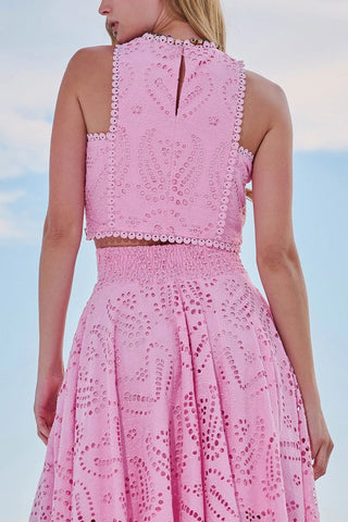 Paris Dreaming – Kurzes Tanktop mit bestickter Spitze 