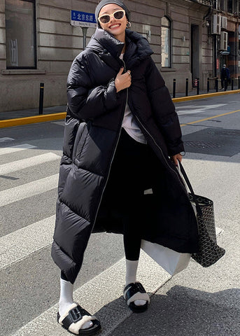 Mode Khaki Reißverschlusstaschen Kapuzen Entendaunen Puffer Mantel Winter 
