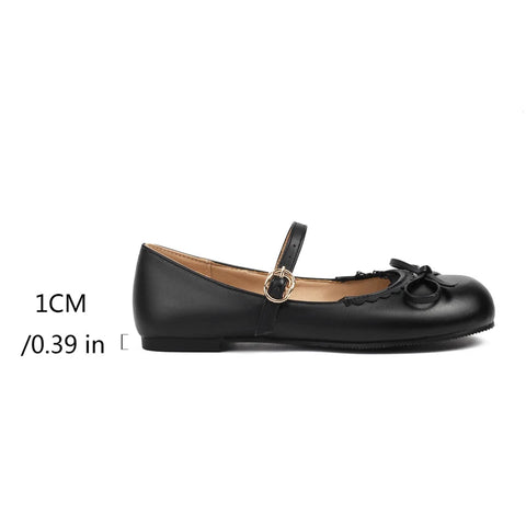 - Primavera Otoño Rosa Blanco Mary Janes Zapatos Planos Mujer Punta Redonda Hebilla Correa Lolita Niñas Estudiantes Ballet Flats Talla Grande 43 44 45 