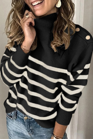 Casual Striped Patchwork Turtleneck Sweaters(4 Colors)