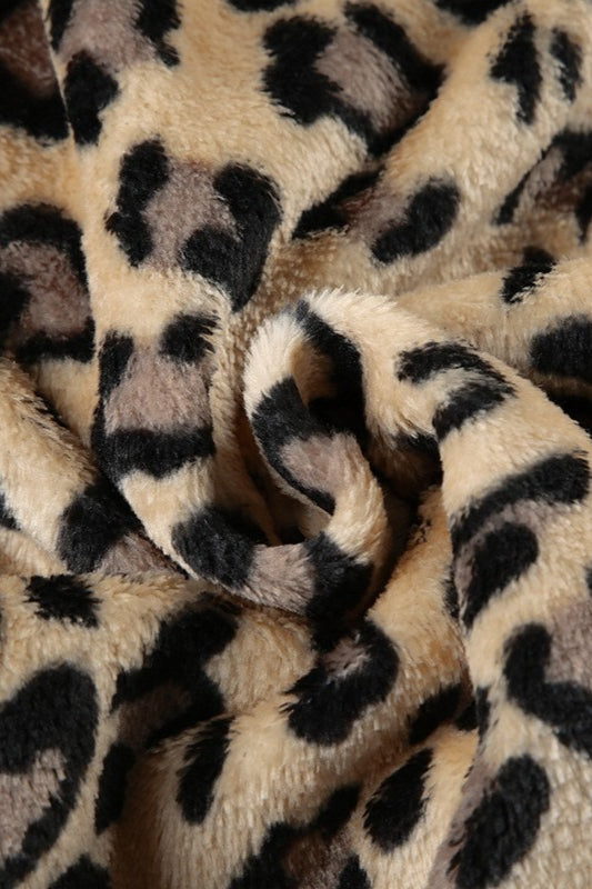 Leopard Fleece Cropped Zip Hoodie