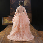 Mädchen Sommerkleid Rosa Pailletten Schleppe Prinzessin Festzug Geburtstag Kommunion 