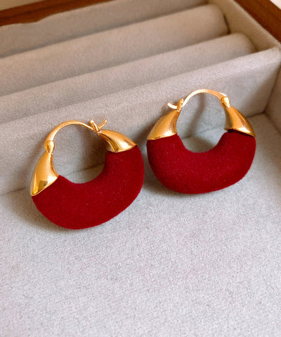 Pendientes de aro en forma de U con flocado de aleación de cobre rojo Vogue 