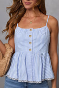 Striped Ruffle Casual Cami Top
