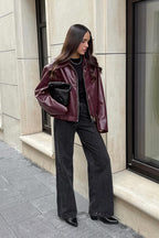 Burgundy Vintage Biker Coat