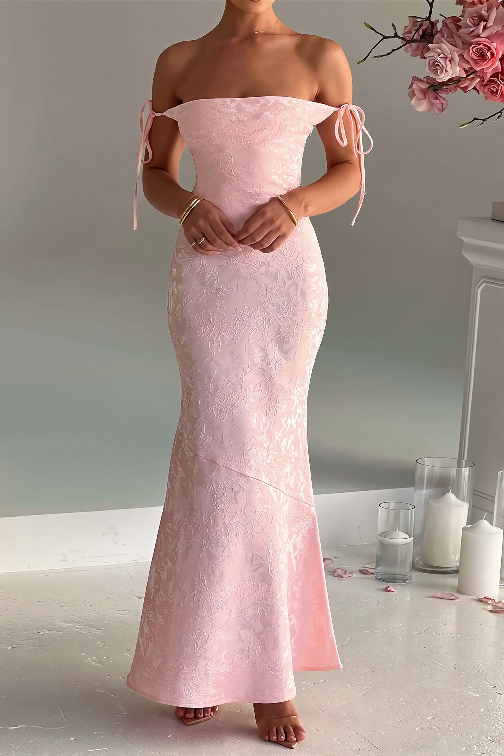 Jacquard Bodycon Cami Maxi Dress