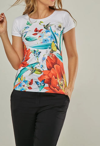 Round Neck Printed Slim Fit T-shirt