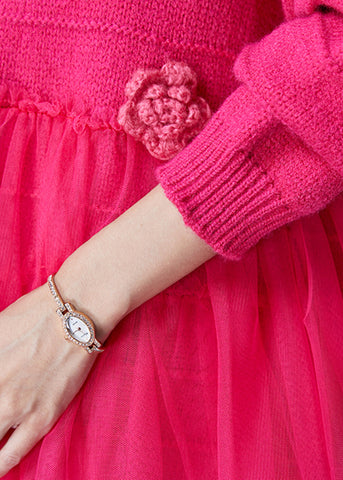 Feine Rose Floral Patchwork Tüll Strickpullover Tops Frühling 