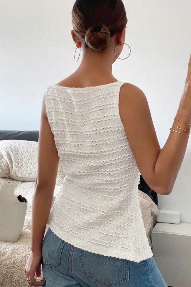 Solid Button Sleeveless Slim Tank Top