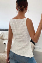 Solid Button Sleeveless Slim Tank Top