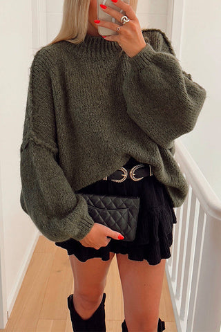 Suéter casual liso con hombros caídos de Meridress