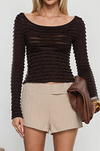 Ruffle Textured Sheer Layered Blouse