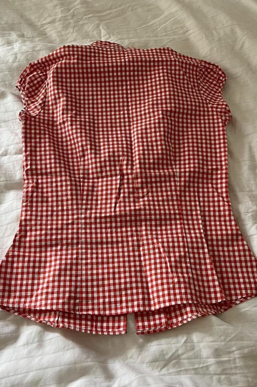 Versatile Red White Plaid Blouse