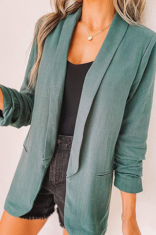 Elegante Oberbekleidung mit einfarbigem Patchwork-Umlegekragen und Taschen (12 Farben) 