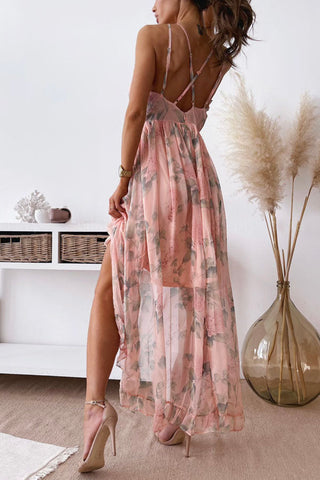 Vestido midi alto bajo con estampado floral