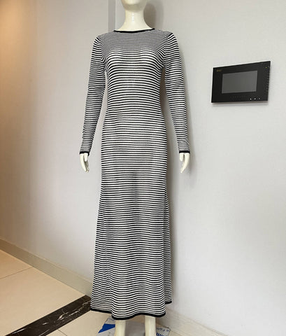 Mesh Striped Beach Vacation Sexy Maxi Dress Hollow Out Cutout Blouse Summer