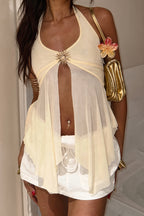 Mesh Halter Cropped Tank Top