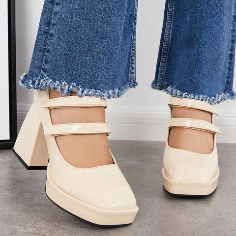 Platform Mary Jane Pumps Block Chunky Heel Ankle Strap Lolita Shoes