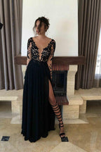 Fashion Lace Long Sleeve Prom Dresses Evening Dresses, Party Dresses,