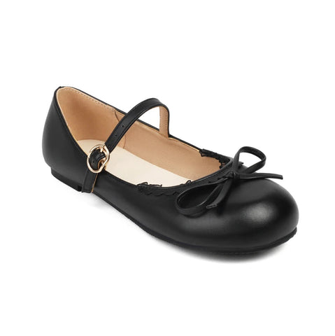 - Primavera Otoño Rosa Blanco Mary Janes Zapatos Planos Mujer Punta Redonda Hebilla Correa Lolita Niñas Estudiantes Ballet Flats Talla Grande 43 44 45 