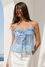 Glitter Ruffle Sequin Cropped Cami Top