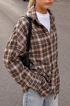 Vintage Plaid Long  Blouse