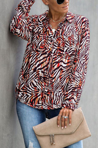 Blusas de cuello vuelto con estampado animal de moda callejera 