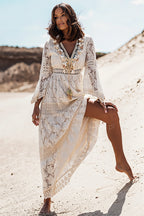 Tassel Lace Spliced Long Boho Dress
