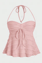 Asymmetrical Tie Halter Bikini Set