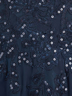 A-Linien-Kleid aus Chiffon mit V-Ausschnitt, bodenlang, mit Pailletten besetzt – ideal für die Mutter der Braut