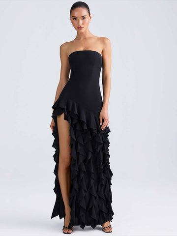 Party Dress Off The Shoulder Ruffles Asymmetrical Maxi Dress