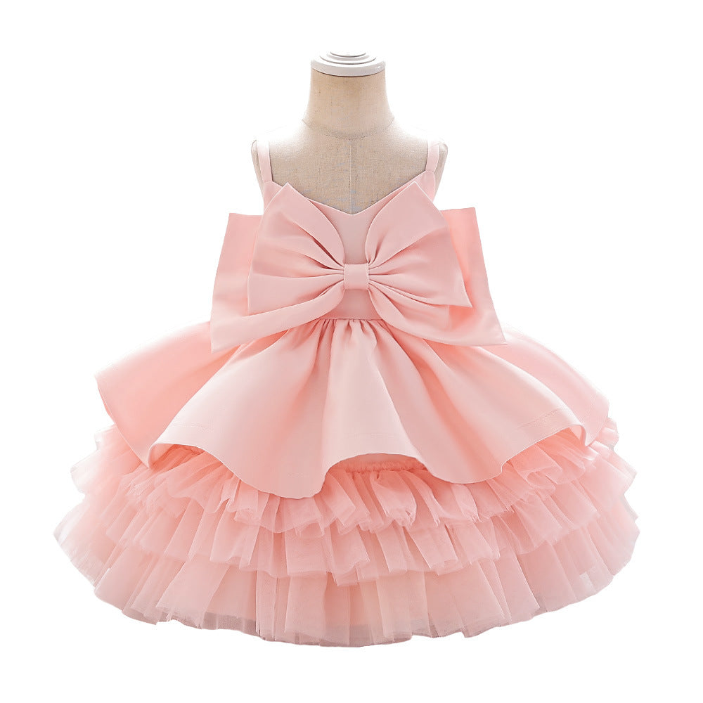 Elegante vestido de primera comunión para bebé, vestido de princesa para bautizo de niña pequeña. 