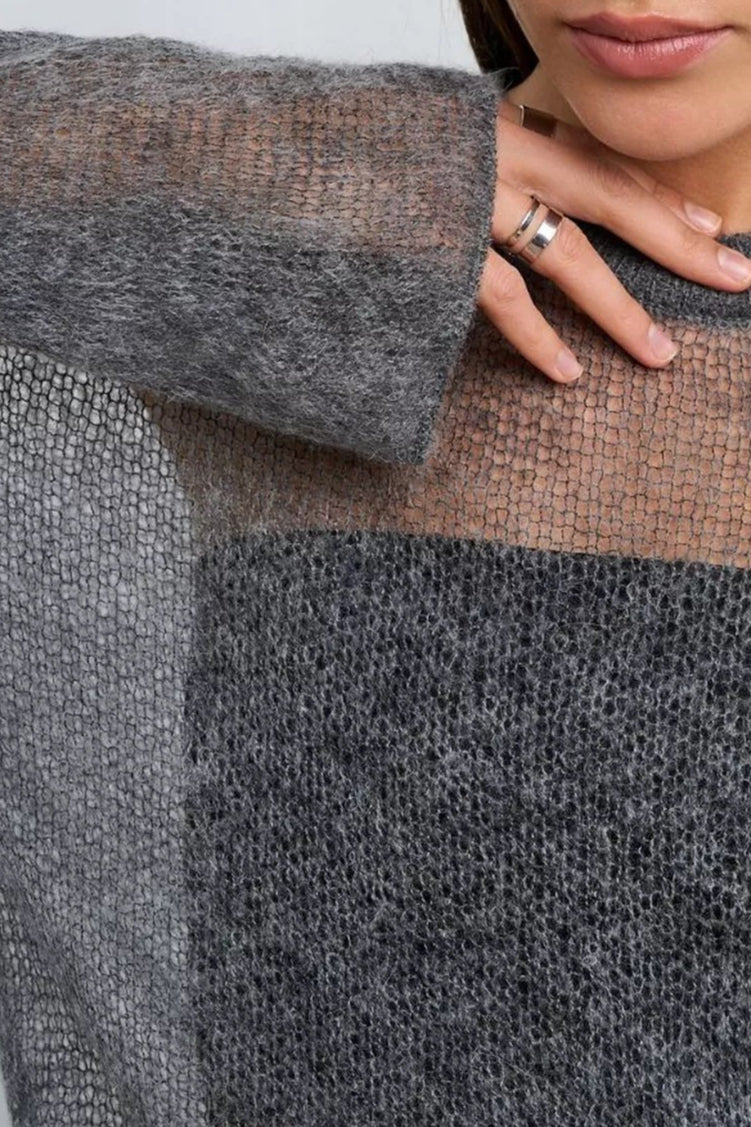 Loose Hollow Out Wool Blend Knit Blouse