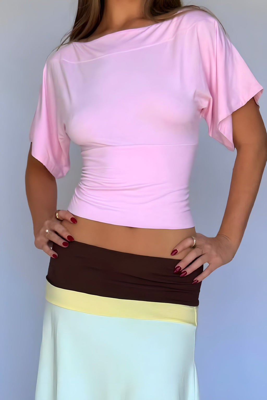 One Shoulder Cropped Fitted Blouse