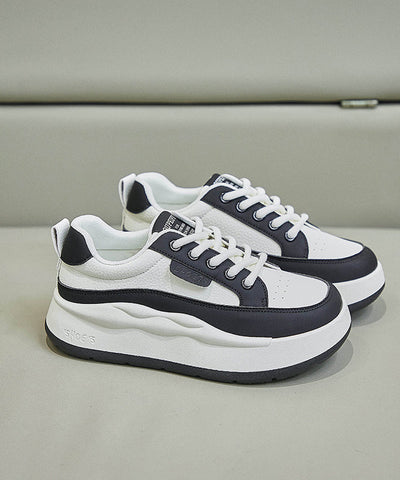 Zapatos casuales blancos con plataforma, cuña y tacón alto con cordones 