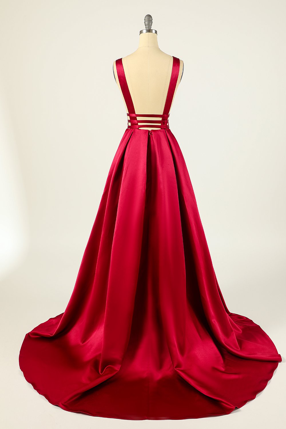 Langes, rosafarbenes Satin-Abendkleid