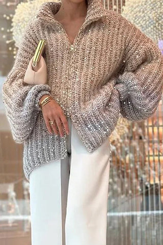 Lässige, elegante Pullover mit Pailletten und Umlegekragen für Prominente (3 Farben) 